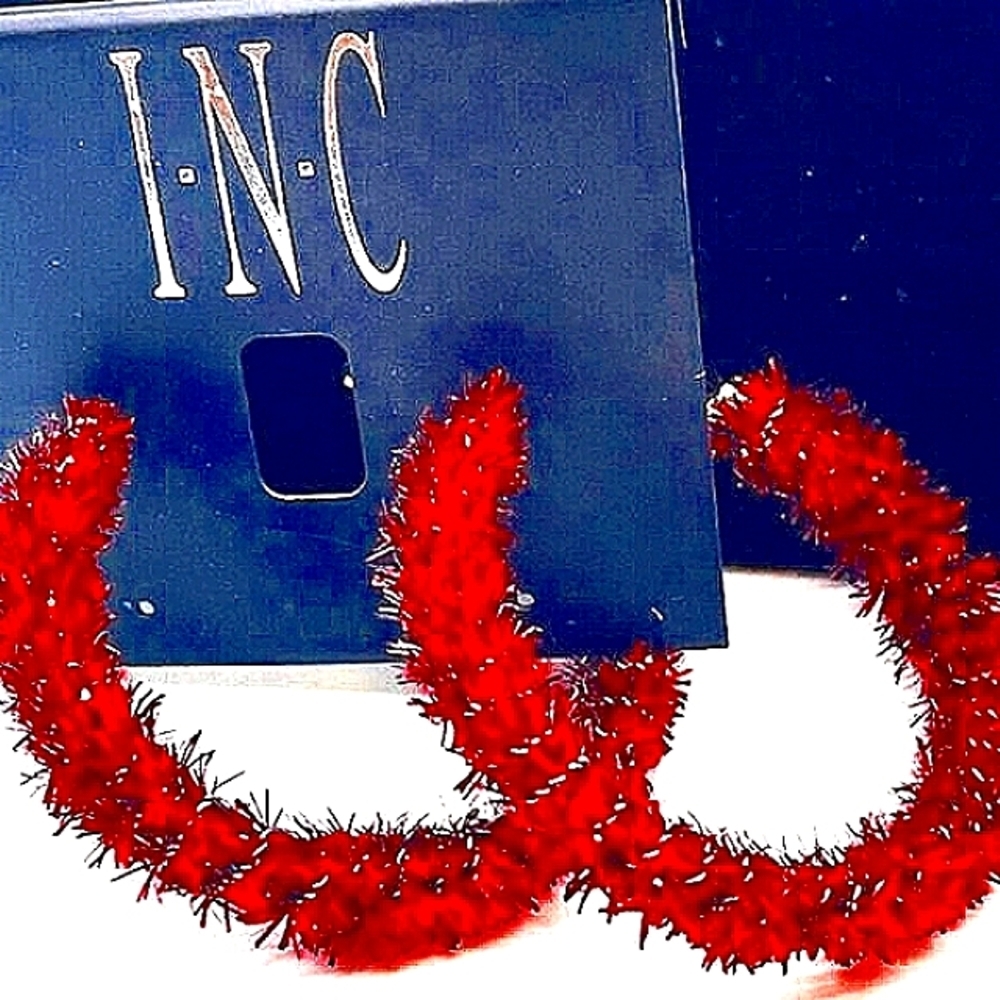 Womens INC International Concepts Red Tinsel Open Hoop Earrings